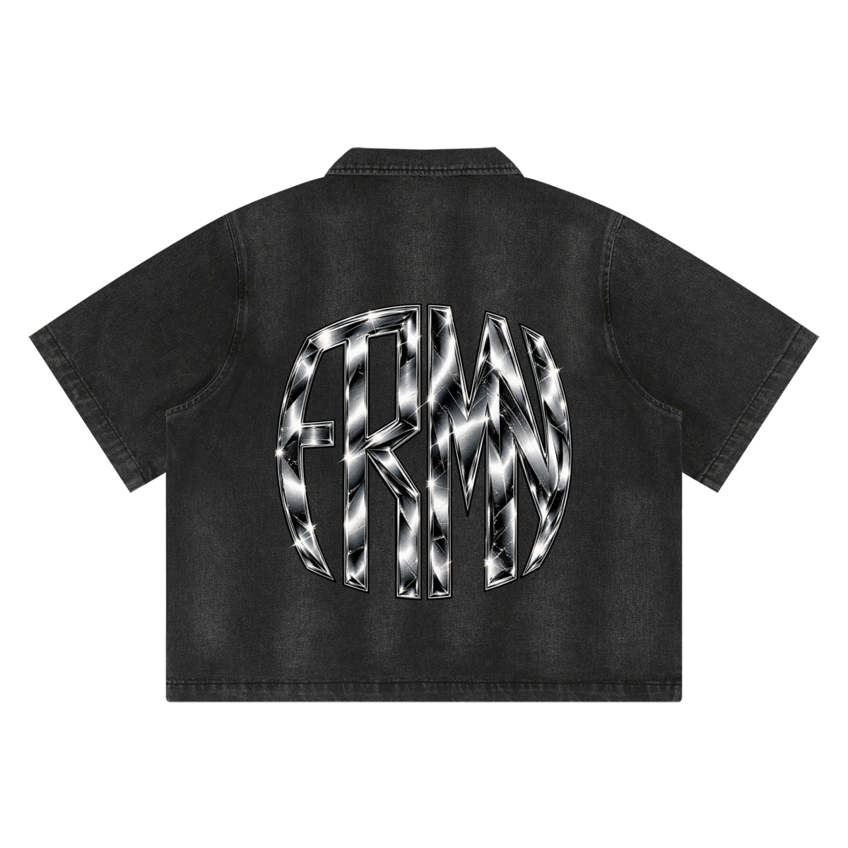 Unisex Vintage Washed Full-Zip Denim Shirt (FOURMATION X MULTIGRIDMASHUP)